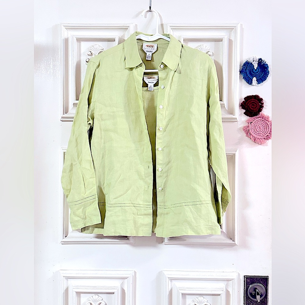 NWOT: Women’s 2pc Linen Tank Top+Button Down Blouse🍋Lightweight Dressy Casual